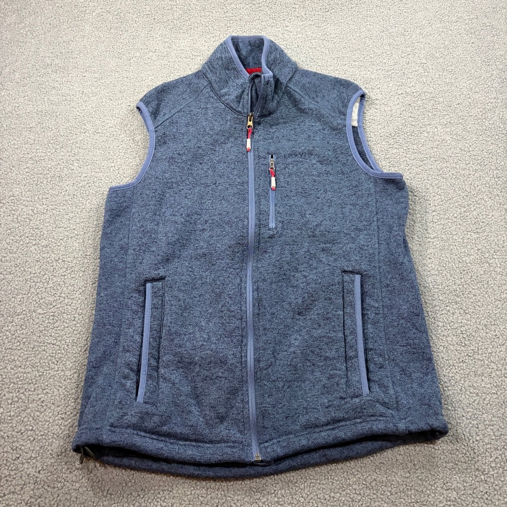 Orvis Vest Mens Medium Blue Sweater Fleece Full Zip Sleeveless Jacket 1131493